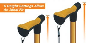 Hugo Folding Cane's 6 Height Settings Allow An Ideal Fit